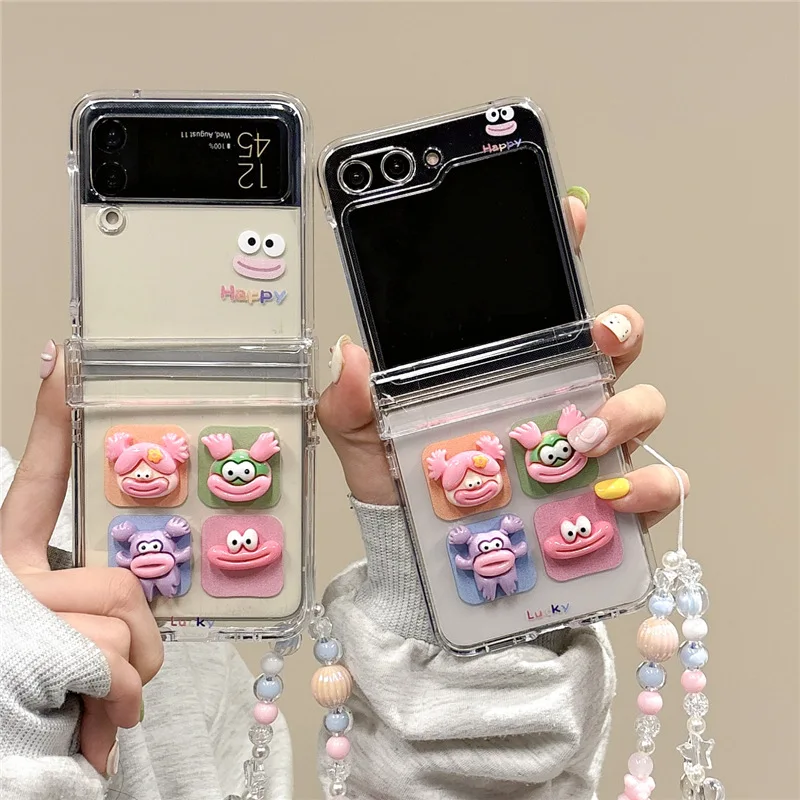 

Cute Girl Monster Phone Case for Samsung Galaxy Z Flip 6 5 4 3 Protective Back Cover for ZFlip4 ZFlip5 ZFlip6 Case Shell
