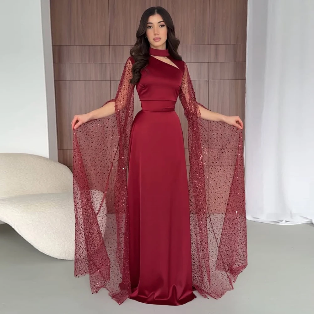 

Индивидуальные вечерние платья из сатина с бисерным плащом, бордовое роскошное платье для вечеринок, выпускных и торжественных мероприятий, элегантные наряды для женщин