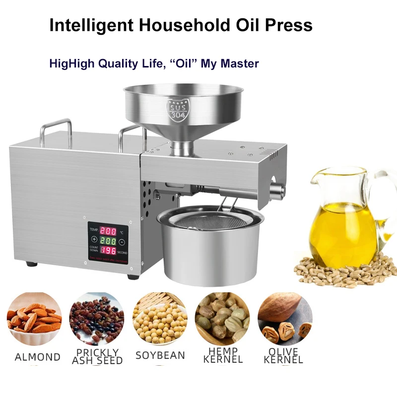 Машина для извлечения масла с контролем температуры, автоматический бытовой пресс для семян льна, экстрактор масла, пресс для семян подсолнечника, арахисового масла