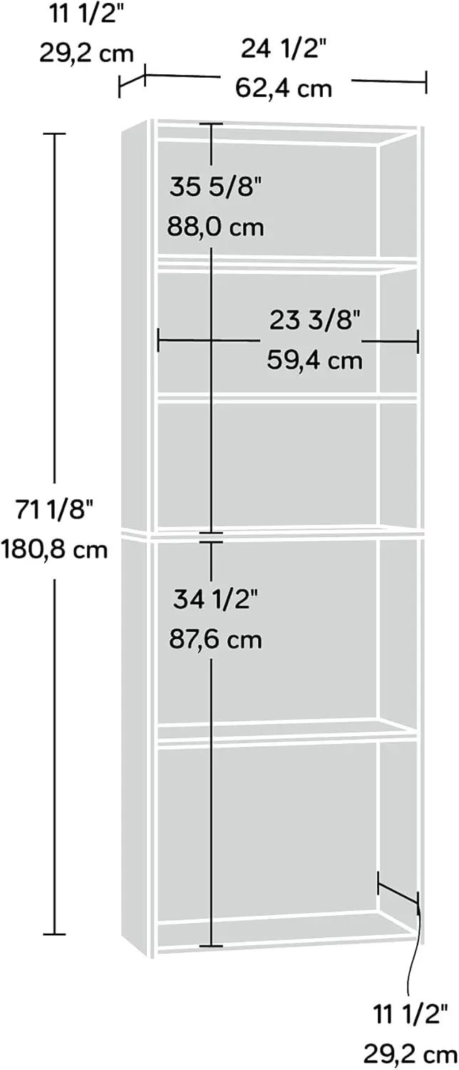 Sauder開始5本棚、本棚、ソフトホワイト仕上げ、l 24.57 in x w: 11.50 in x h: 722.18 in