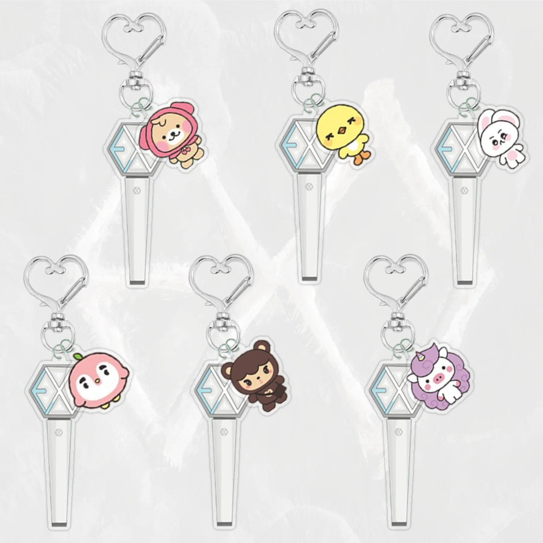 Новый стиль: акриловый брелок-светильник в виде мультяшного персонажа Idol Boy XO для рюкзака, подарок для фанатов (Бэкхён, Сехун, Чанёль, Кай, Чен, Сухо)