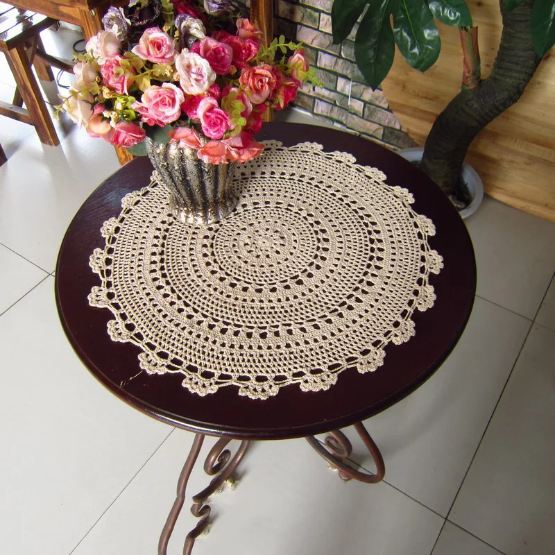 1pc Round Tablecloth Handmade Crochet Lace Cotton Placemat Vintage Hand Tablecloth Home Wedding Table Decoration