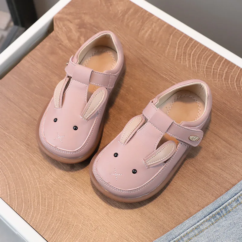 Cartoon Rabbit Baby Boys Children's Casual Shoes Spring Genuine Leather Girls flat shoes Non-slip Soft Sole Kids Leather Shoes