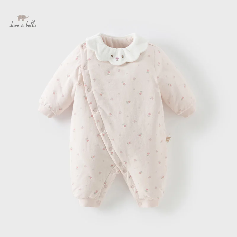 Dave Bella Baby Jumpsuit Newborn Creeper 2024 New Autumn  winter Girl's Romper Casual Cotton Floral Comfortable Cute DB4242960