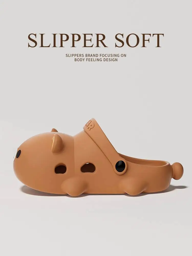 

2025 New Summer Cute Rilakkuma Clogs for Women Anti Slip Deodorant Viral Headed Slippers Outdoor Wear