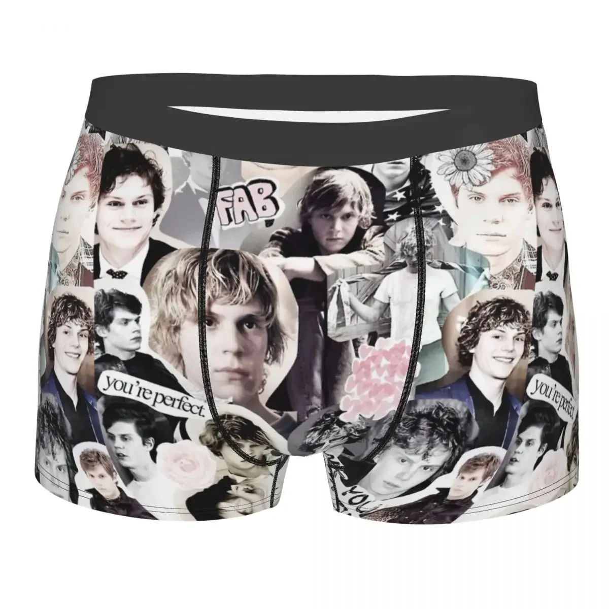 Men's Evan Peters Collage Actor Movie Boxer Shorts Panties Soft Underwear Male Novelty S-XXL Underpants