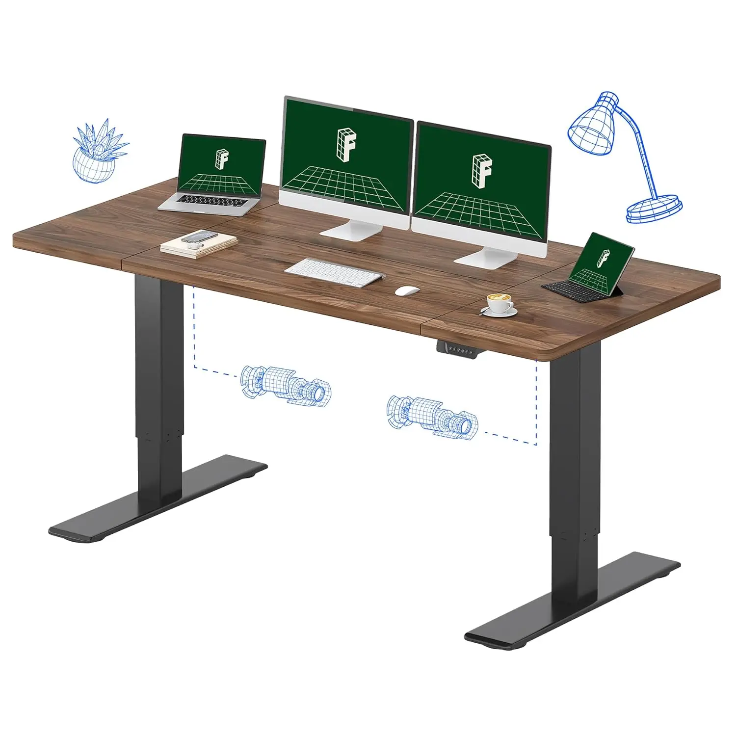 

Электрический регулируемый по высоте стол 71x32 дюйма с двумя моторами, нагрузка до 198 фунтов, для дома и офиса, для установки нескольких мониторов, на заказ