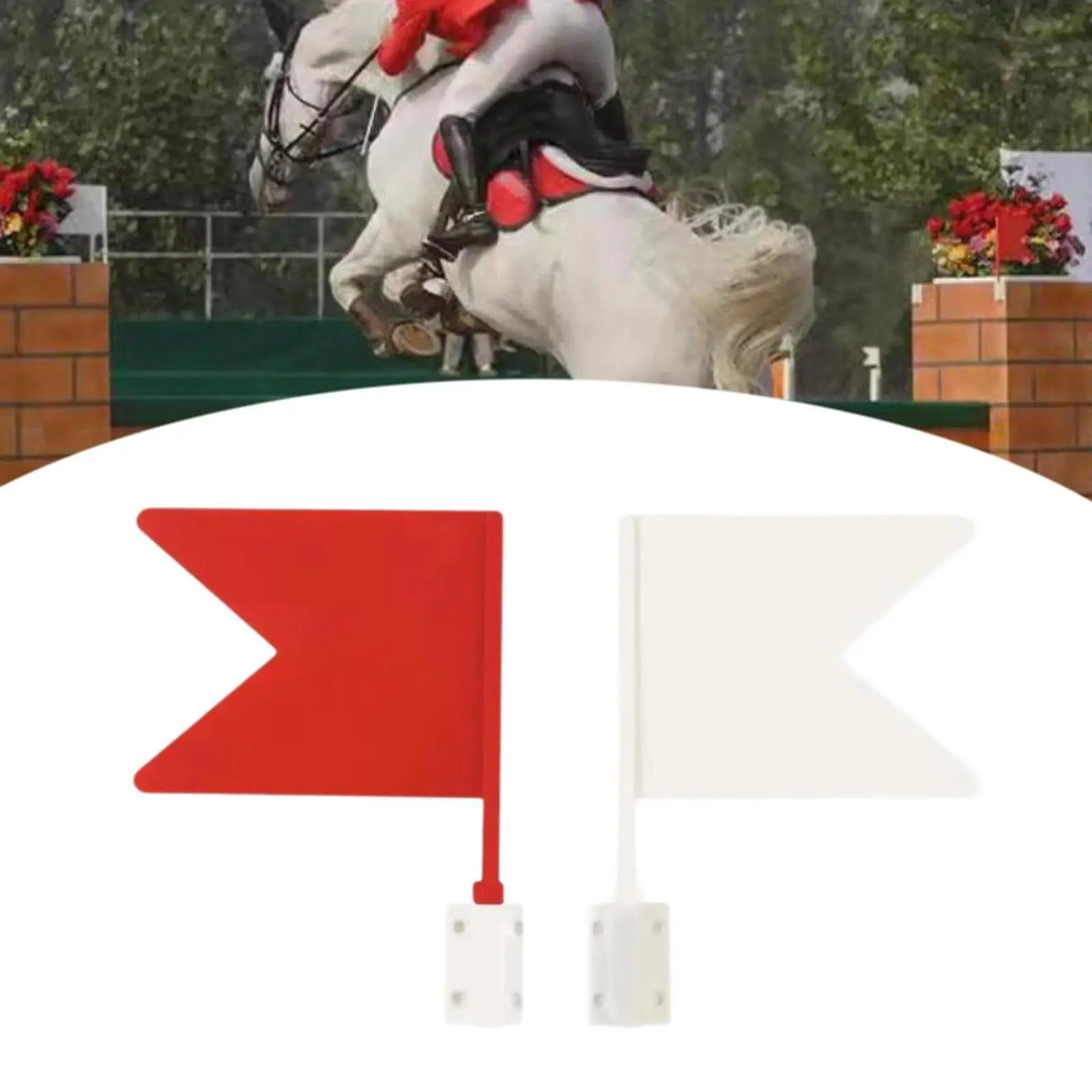 2 peças bandeiras de direção equestre bandeiras de canto brancas vermelhas equipamento de alinhação longa