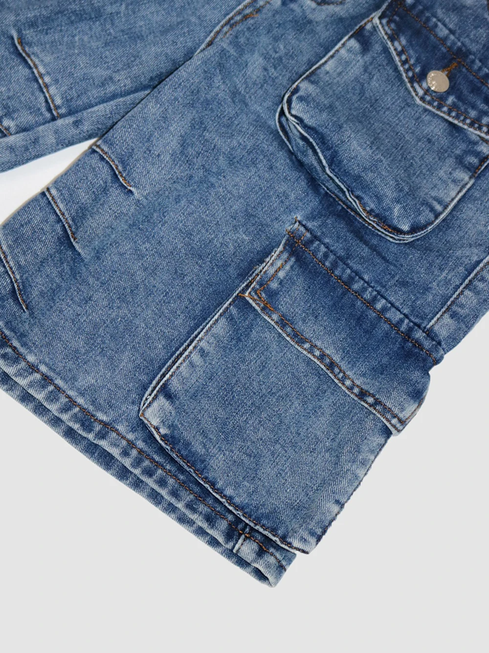 Mode Taschen Frauen Säure Waschen Cargo Denim Shorts 2025, Sommer Casual Weibliche Streetwear Böden Baggy Y2k Hohe Taille Jean Shorts – Detail 9