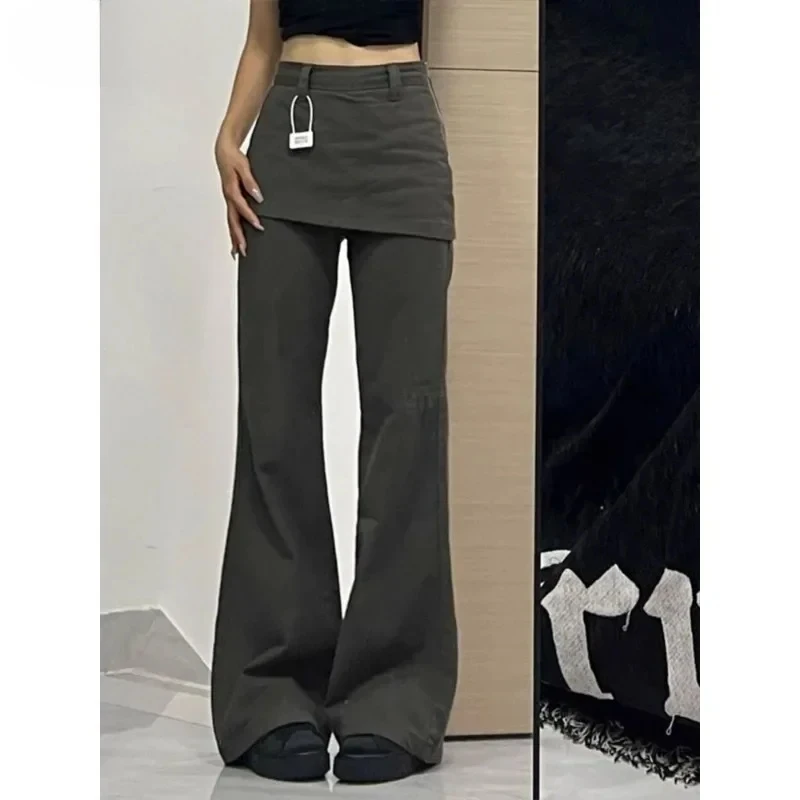 

Осень 2022, женские расклешенные джинсы в стиле Харадзюку с высокой талией, ретро Y2K, уличные брюки, женские винтажные лоскутные джинсовые брюки