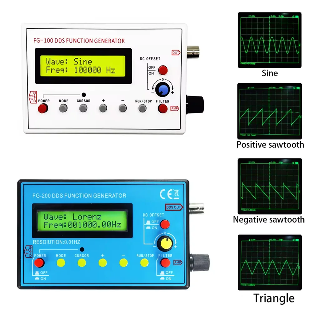 

FG-100 200 DDS Function Signal Generator Frequency Counter 0.01Hz - 500KHz Signal Source Module Sine+Square+Sawtooth Waveform