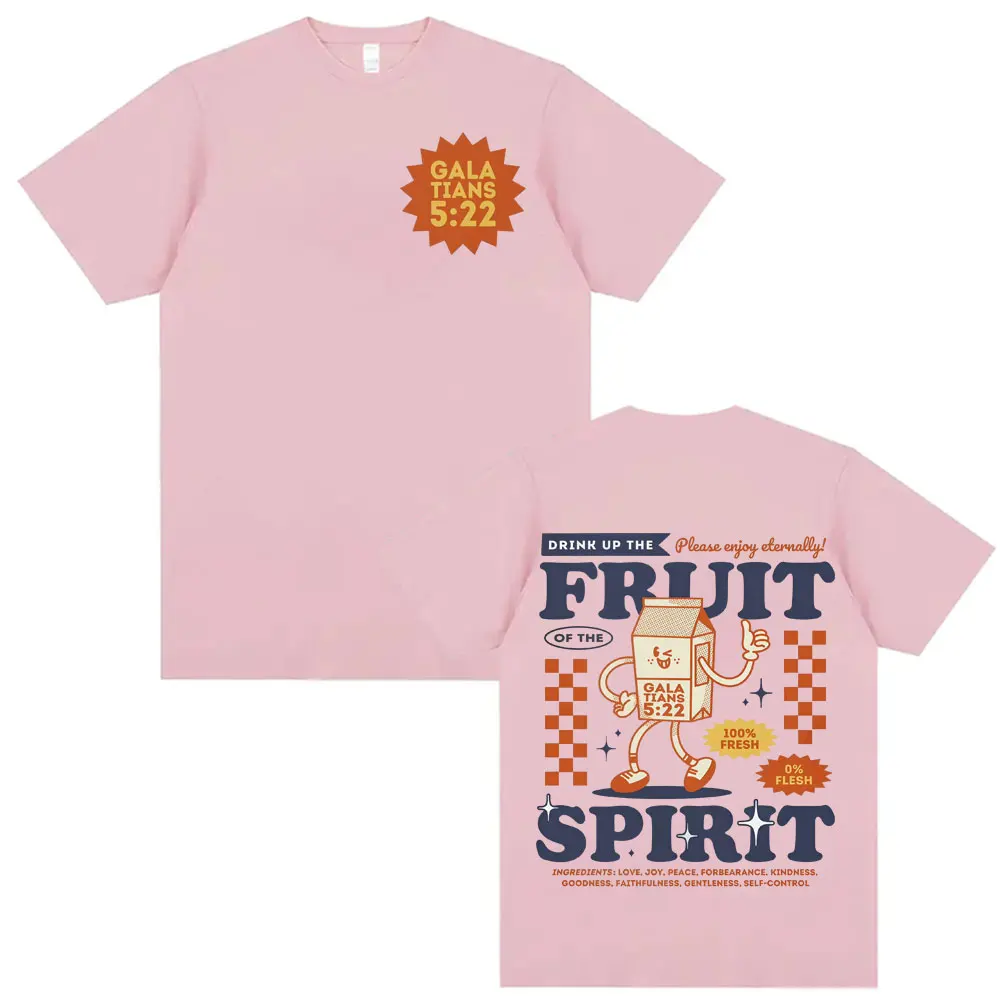 Retro Christian Fruit of The Spirit Jesus T-shirts Men Clothing Harajuku Aesthetic Bible T Shirt Unisex Summer Oversized T-shirt view 4