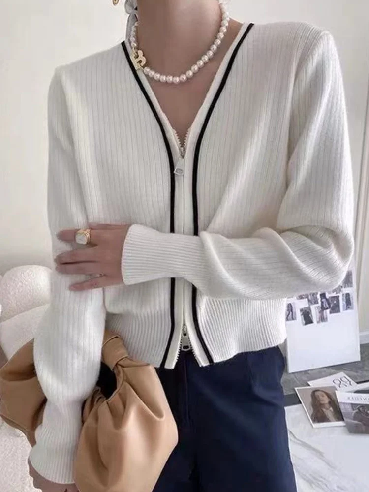 

Sweet Women's Long Sleeve Cardigan Coat 2023 Spring New V-neck Patchwork Knitting Sweater Coats Beautiful Clothing M194