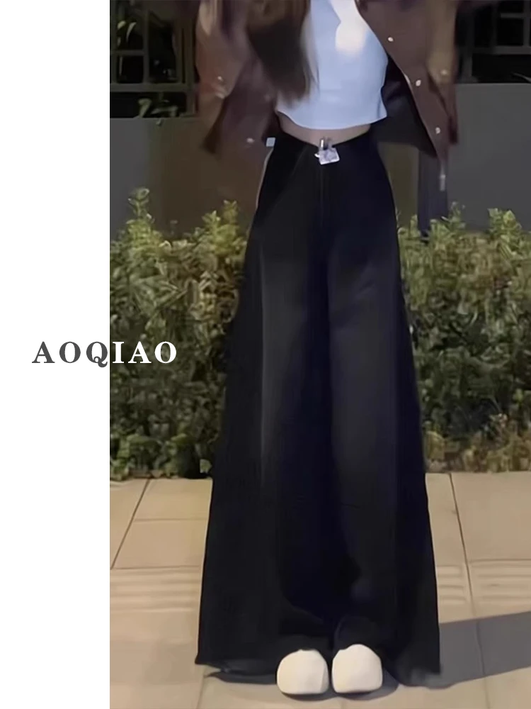 

Bla Wide Leg Denim Jeans Women's Spring plus Size Pear ape Body Retro High Waist Slimming Jeans Autumn Stand Fit No St...