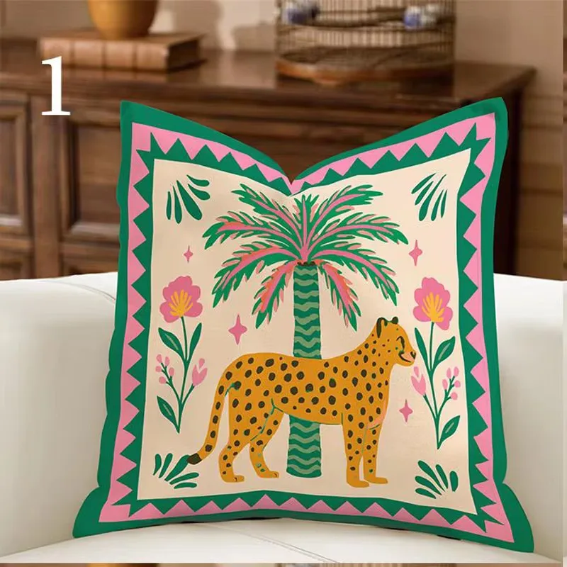 Colorful Maximalist Funky Animal Pillow Cover, Double Sided Soft Polyester Print Cushion for Sofa Living Room Dopamine Decor