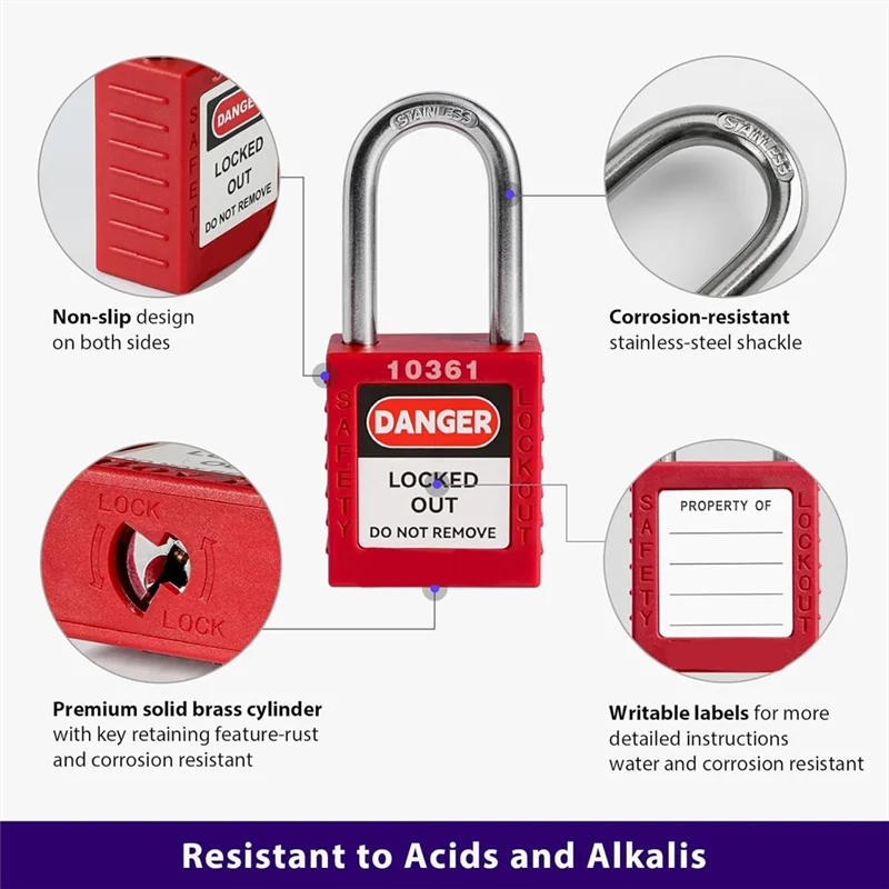 

SCLS Lockout Tagout Kit, Electrical Lockout Tagout Kit, 4 Keyed Different Lotosafety Padlocks, Hasps, Plug Lockout, Clamp