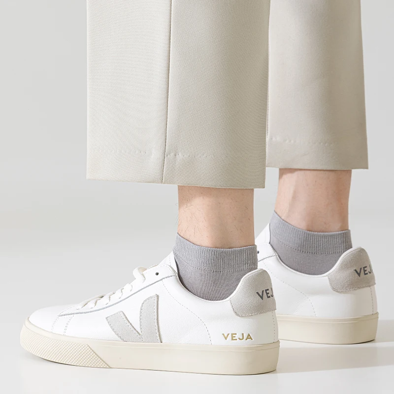 3 пары мужских весенне-осенних хлопковых однотонных простых дышащих коротких носков с эфирным маслом и защитой от запаха в студенческом стиле