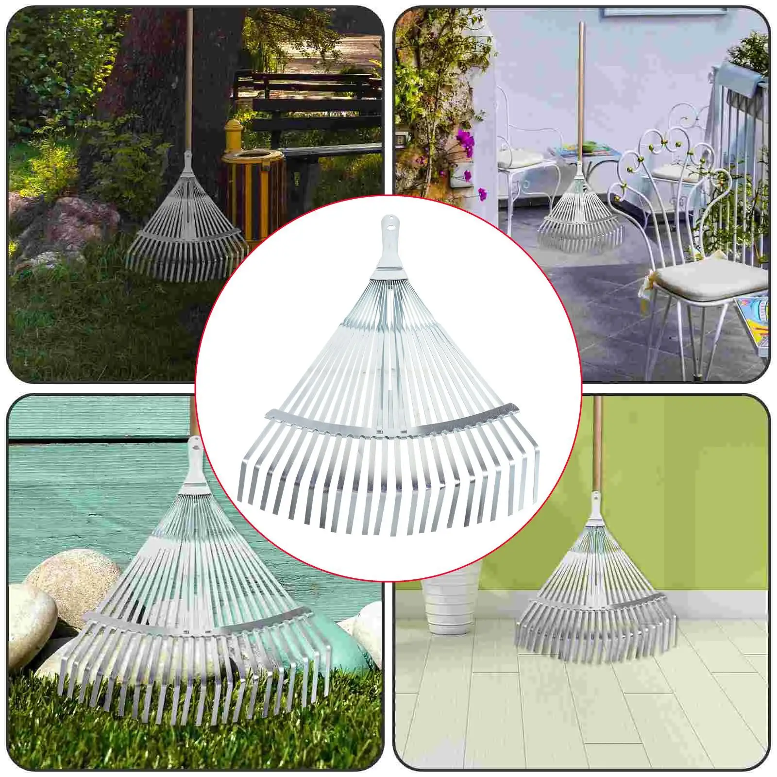 Portable Garden Leaf Rake for Lawn Wide Adjustable Shrub Rake High Carbon Steel for Outdoor Cleanup