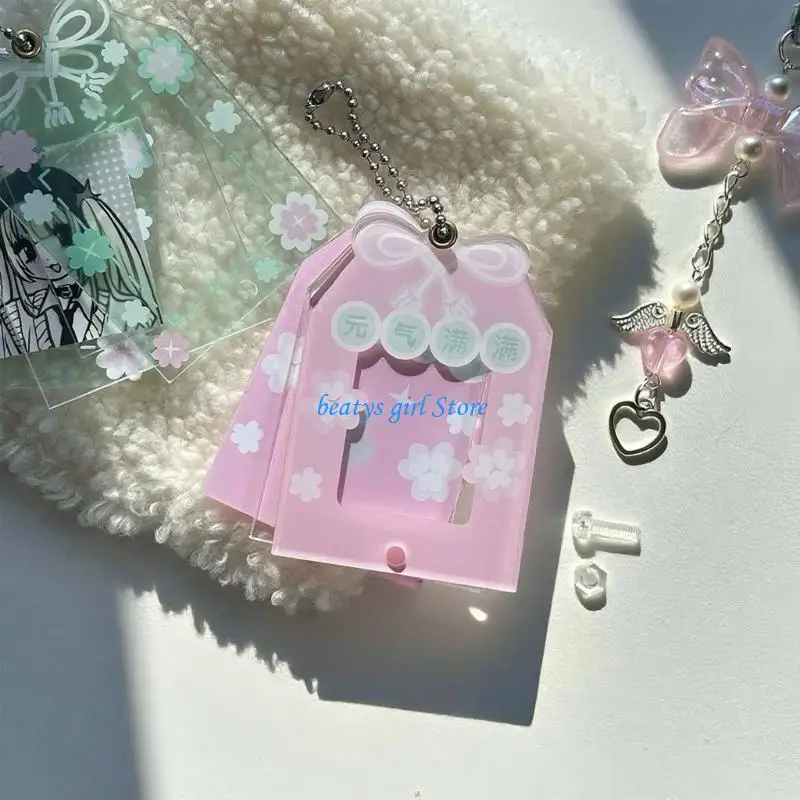 C7AB Lucky Photo Card Cover Acrylic Card Protector Sleeve Keychain Pendant