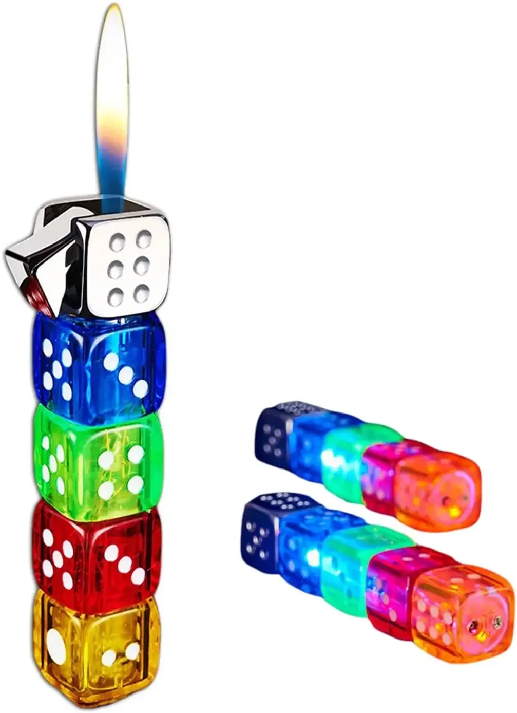 2024 Flash Dice Lighter Metal Creative Cool Lighter Butane Windproof Lighter Accessories Party Men Gifts