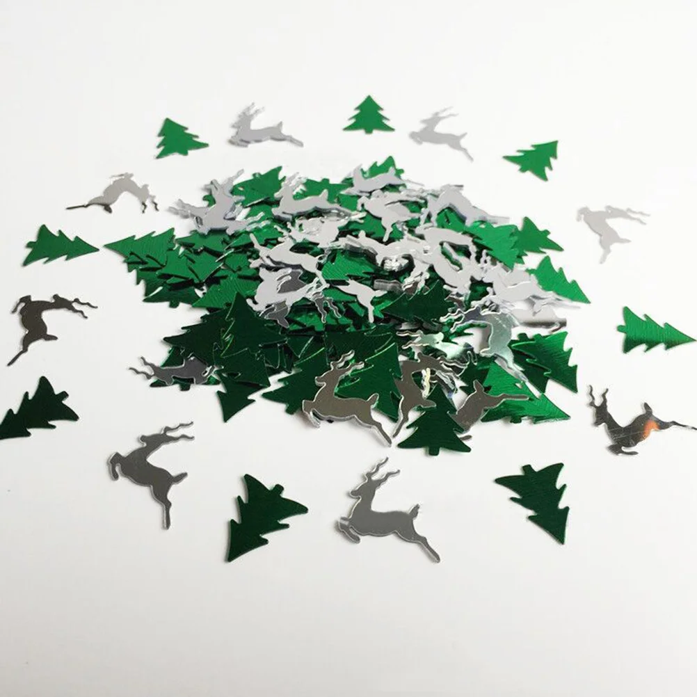 

Elk Confetti Christmas Party Decorations Shiny Plastic Reindeer Tree Confetti Ornaments Winter Wedding Table Decor