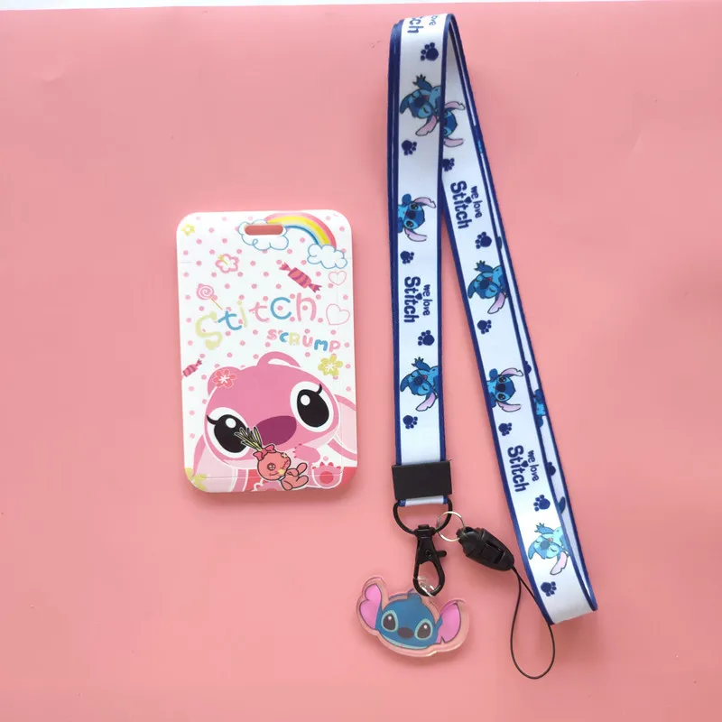 Relief Slide Cover Disney Stitch Retractable Clip Cartoon Badge Reel Cardholders Students Meal Bus Card Cover Case Wallets