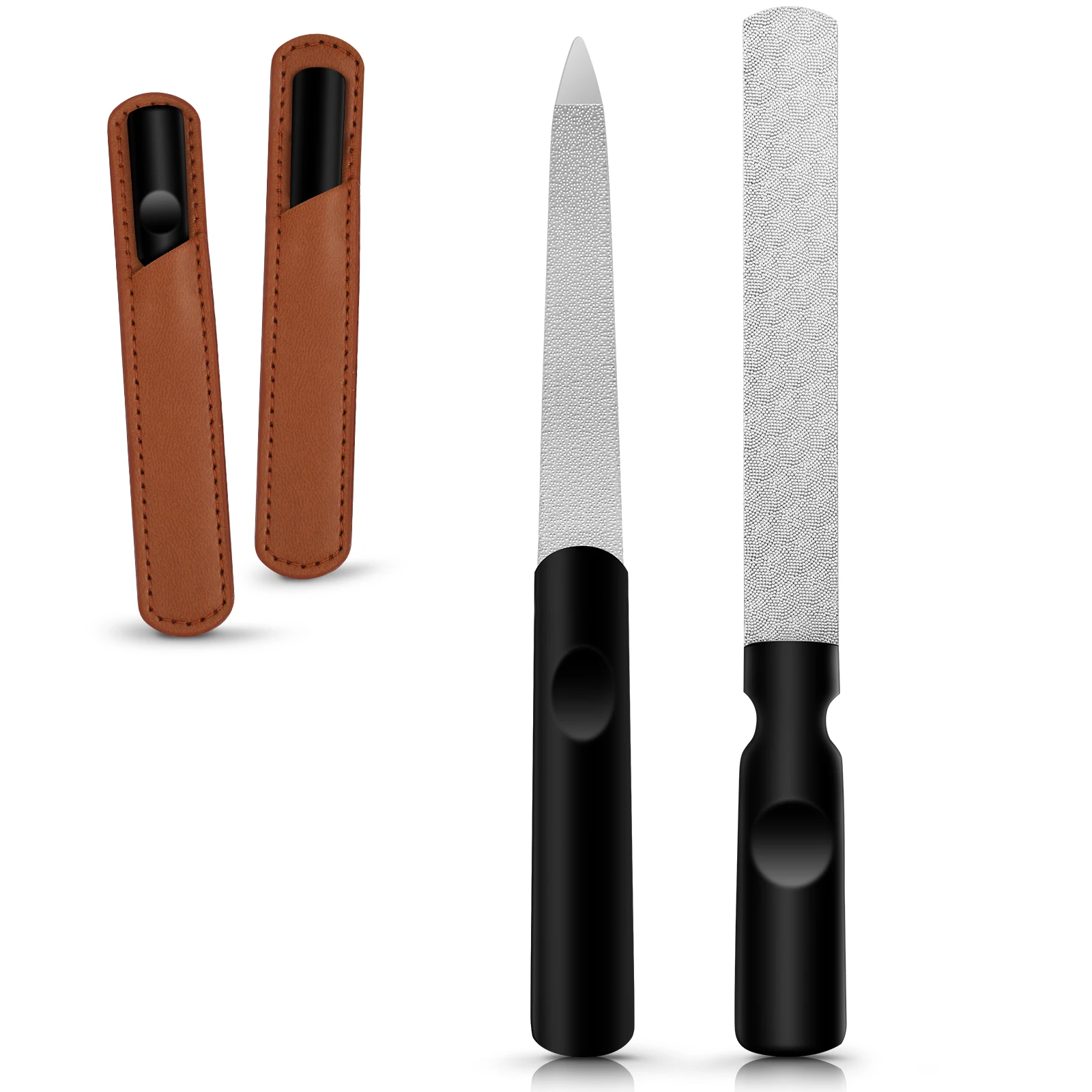 

2pcs Stainless Steel Nail Files Double Sided Metal Nail File For Natural Acrylic Nails Fine Quick Grinding Portable Manicure