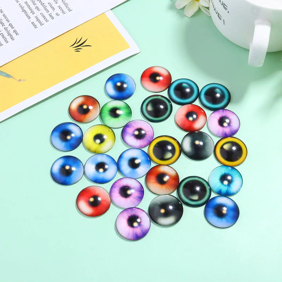 

25 шт. стеклянных наклеек с узором в виде глаз, премиум-материал для рукоделия, украшения для дома, ваз, фоторамок, часов