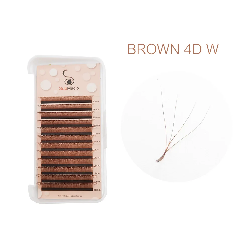 

Brown 4D W Lashes Natural Soft Individual Lash 0.07mm 4DW Premade Volume Fans Cilios W Supmacio Natural EyeLash Extensions