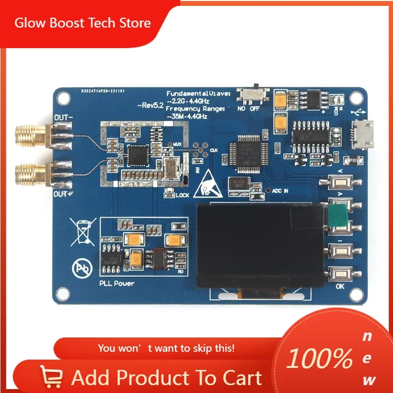 NYADF4351 35MHz-4400MHz RF Signal Generator Sweep Frequency Generator PLL With OLED Display Battery USB Cable