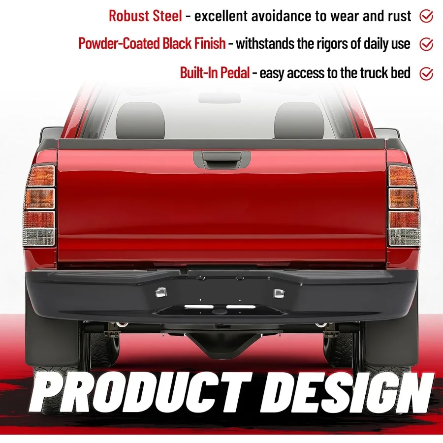 مجموعة المصد الخلفي متوافقة مع 20052011 دودج رام داكوتا 20062009 ميتسوبيشي رايدر تتميز بوسادة خطوة متكاملة #5