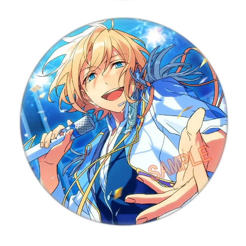 1pc 58mm Badges Iron Pins Ensemble Stars Valkyrie Mika Idol Rouns Icons Brooch