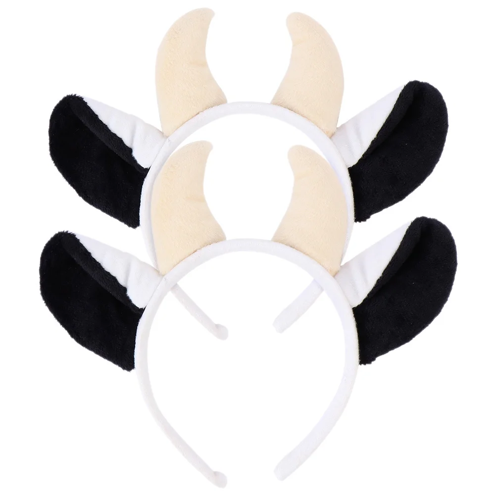 2 szt. Miękkie, wygodne opaski na głowę z uszami krowy, ozdoba na głowę w kształcie zwierząt dla dziewcząt i chłopców, upominki na przyjęcia, dekoracja kostiumu na Halloween, akcesoria