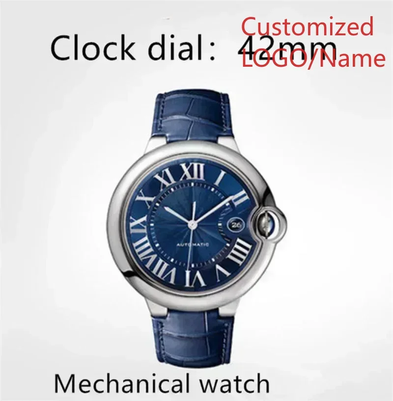 Orologi da donna Meccanici automatici al quarzo Ballon Zaffiro Nero Blu Stile coppia Pelle Personalizzata