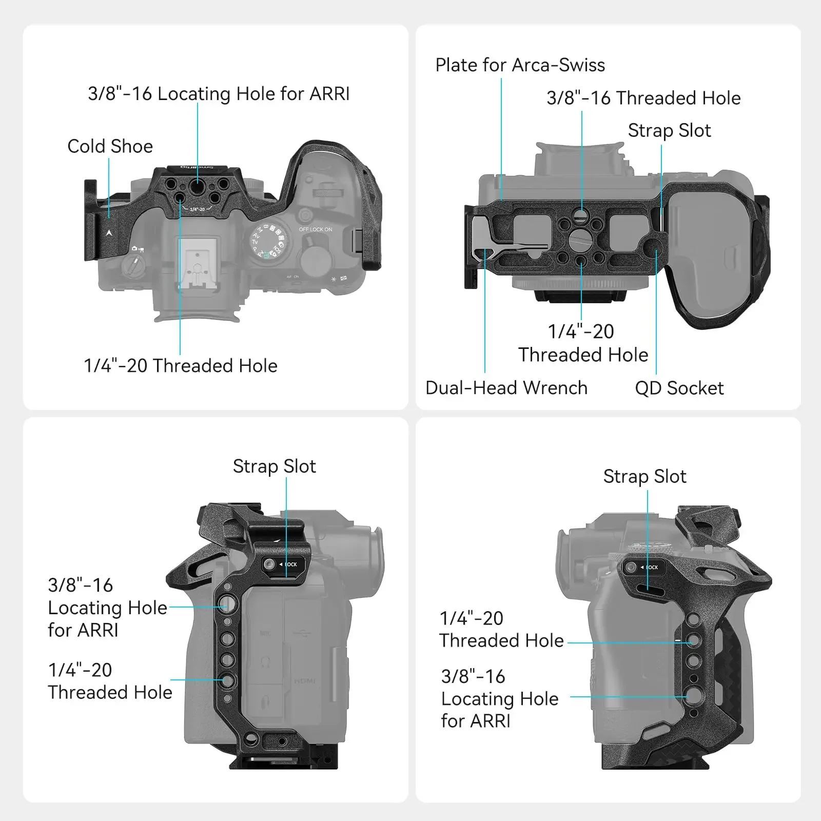SmallRig 4161 “Black Mamba” Camera Cage for Canon EOS R6 Mark II with Multiple Mounting Points Attaching Handle Microphone LED