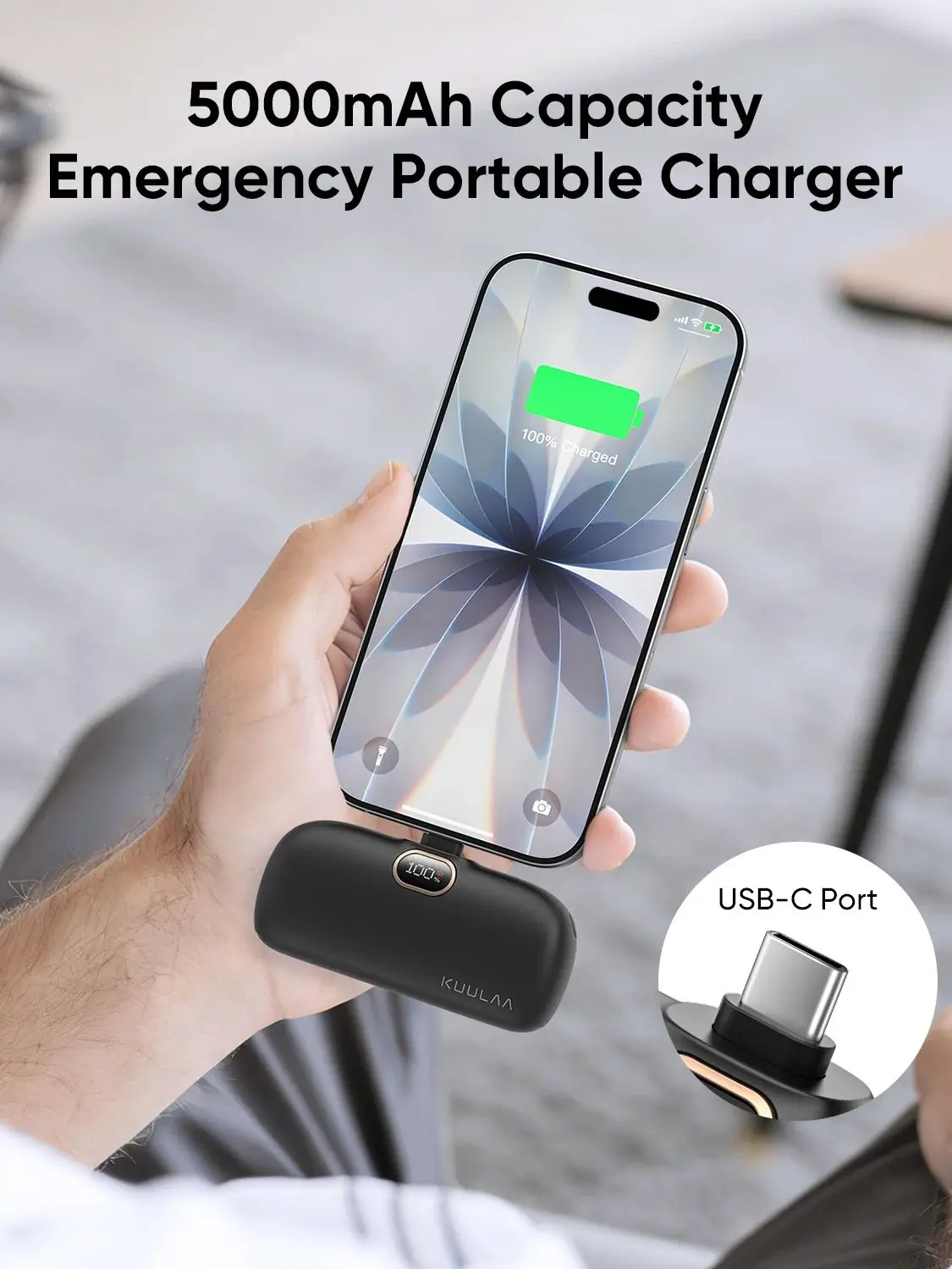 KUULAA Mini Powerbank 5000mAh Powerbank Snelladen Draagbare Oplader voor iPhone 17 16 14 Xiaomi Samsung Poco Externe Batterij - afbeelding 2