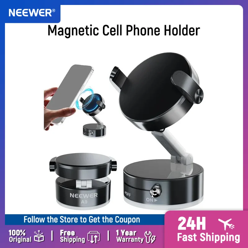 

NEEWER ENTRY LEVEL VERSION Magnetic Cell Phone Holder Mount Stand Foldablefor Your Car Windshield Dash Gym
