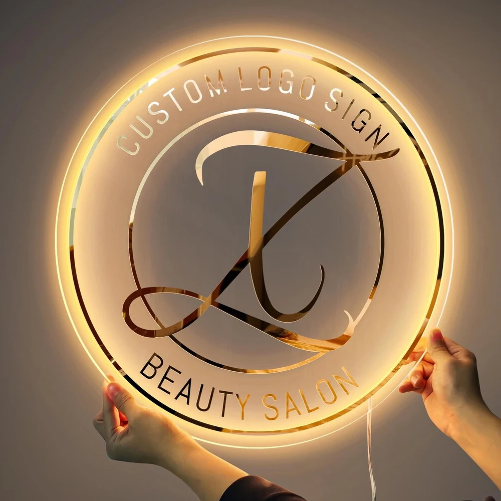 Acrylic Logo Sign, Round Business Sign, Nails Studio Sign, Clinic Sign, Small Sign, Beauty Salon Sign, Neon Acrylic, Bar Sign