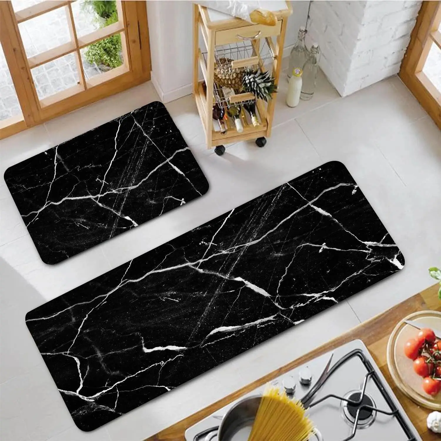 VIKAMA Laundry Room Kitchen Carpet Crystal Fiber Durable and Easy to Clean Entryway Floor Mat Home Decoration