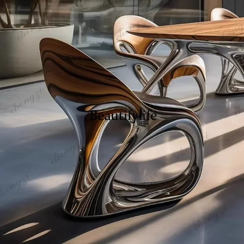 smt45 Modern light luxury fiberglass special-shaped curved office hotel high-end technology creative table