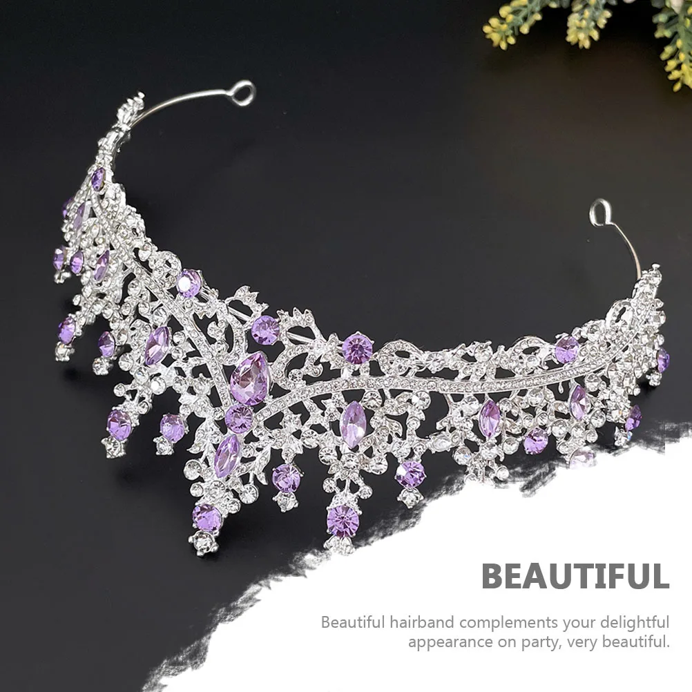 

Crystal Crown Headpiece Purple Rose Tiaras Zinc Alloy Bridal Hair Decor Women Tiara For Girls Party Show Accessories Hair