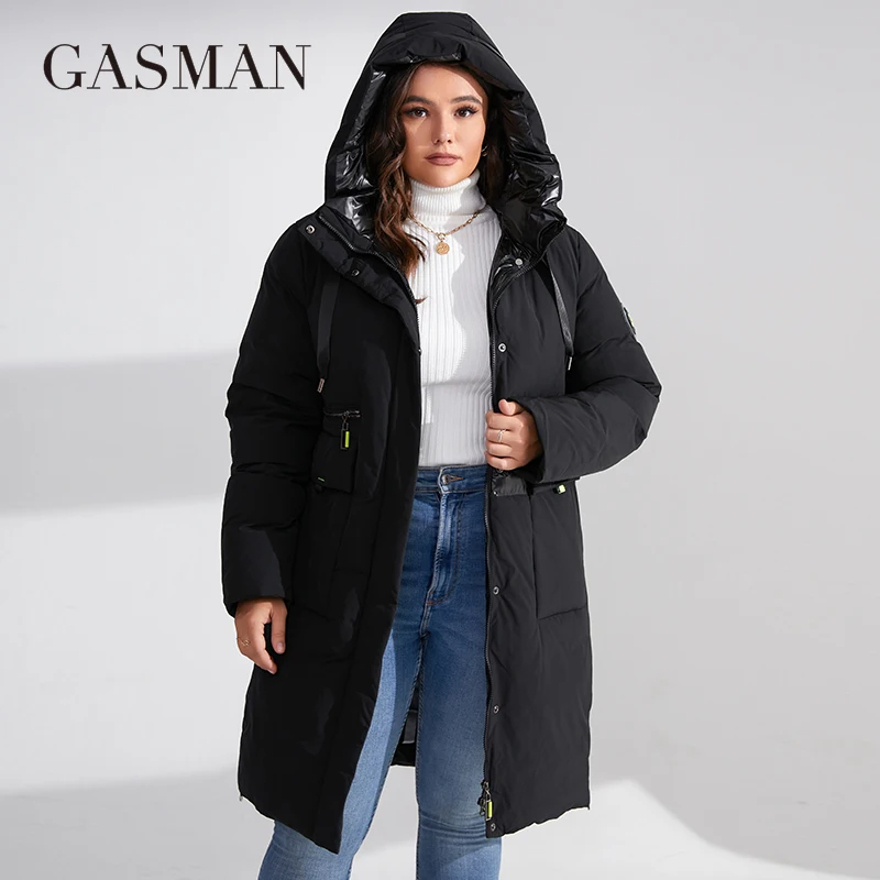 

GASMAN 2023 Fashion brand new women's coat Women's winter jacket down parka warm outwear Female black patchwork thick jacket 020