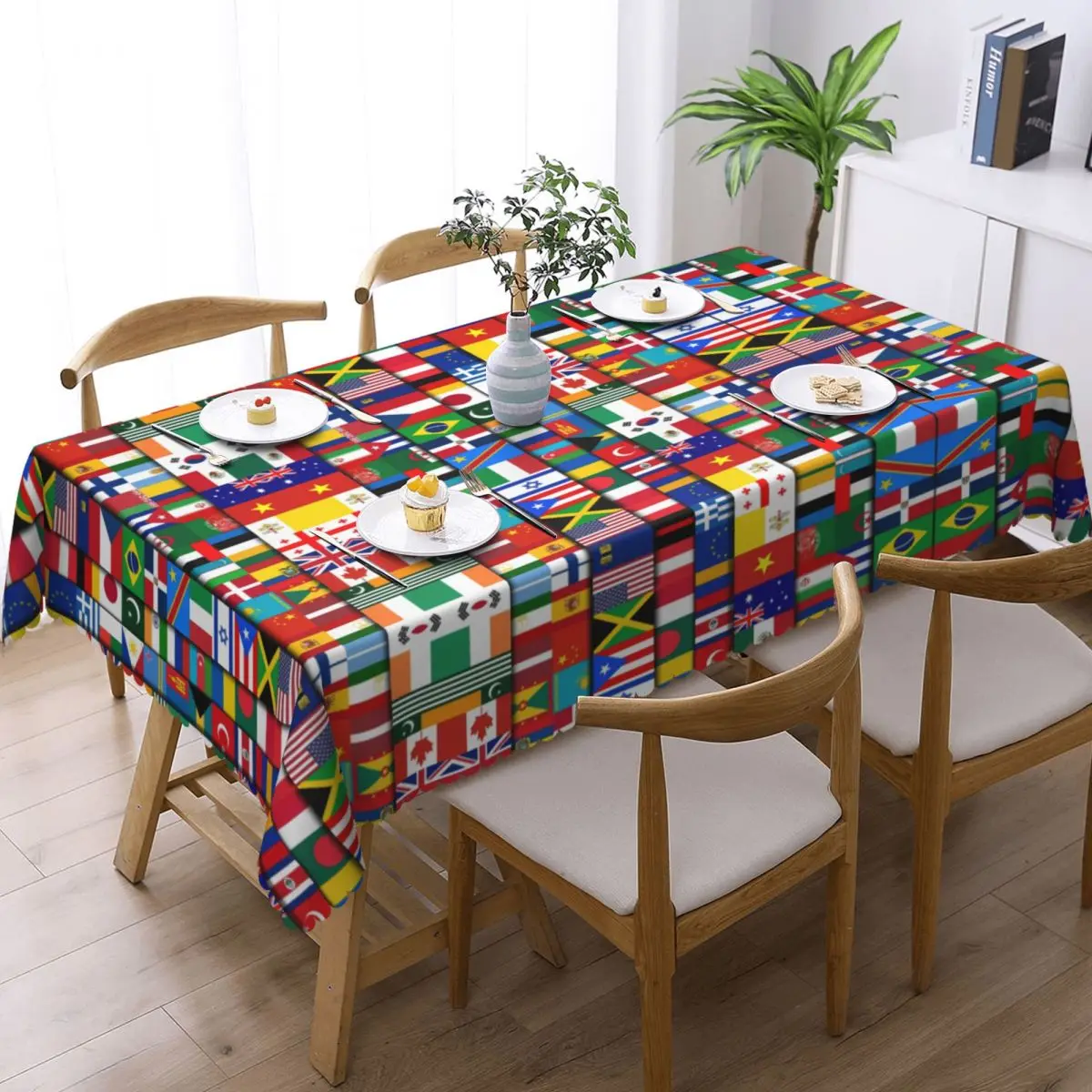 60 Flags Of The Countries Of The World Tablecloth Rectangular Oilproof International Gift Table Cover Cloth for Kitchen