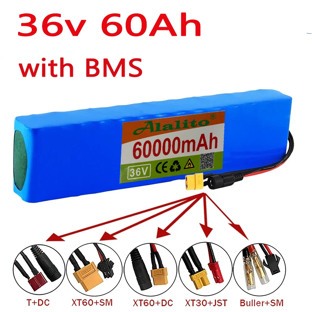 36V 60Ah 18650 Rechargeable Lithium Battery Pack 10S3P 1000W Power Modified Bicycle Scooter Electric Vehicle with BMS