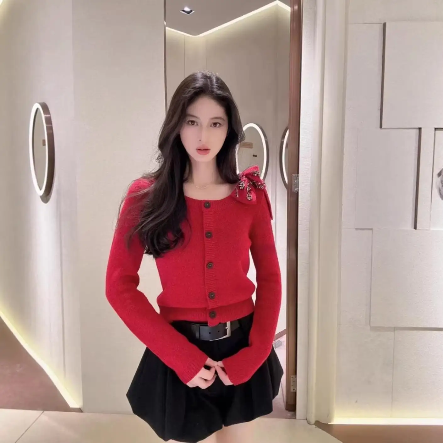 

Модный вязаный свитер с узлом, повседневный, универсальный, для осени, зимы, ранней весны, новинка, женская одежда