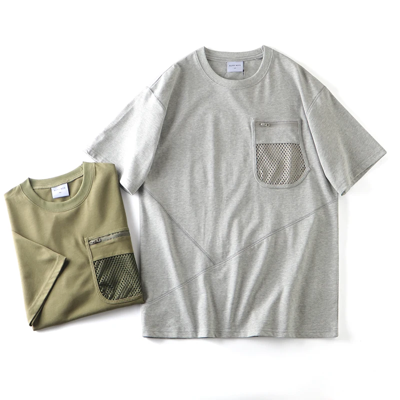 

Loose Casual Outdoor Workwear T-Shirt Men's Short Sleeve Zipper Pocket Shirt American Style Loose Fit Summer Youth Fashion