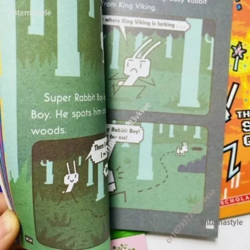 ¡10 libros en inglés Press Start! Super Rabbit Boy, edición de lectura, ramas escolares, dibujos animados para niños