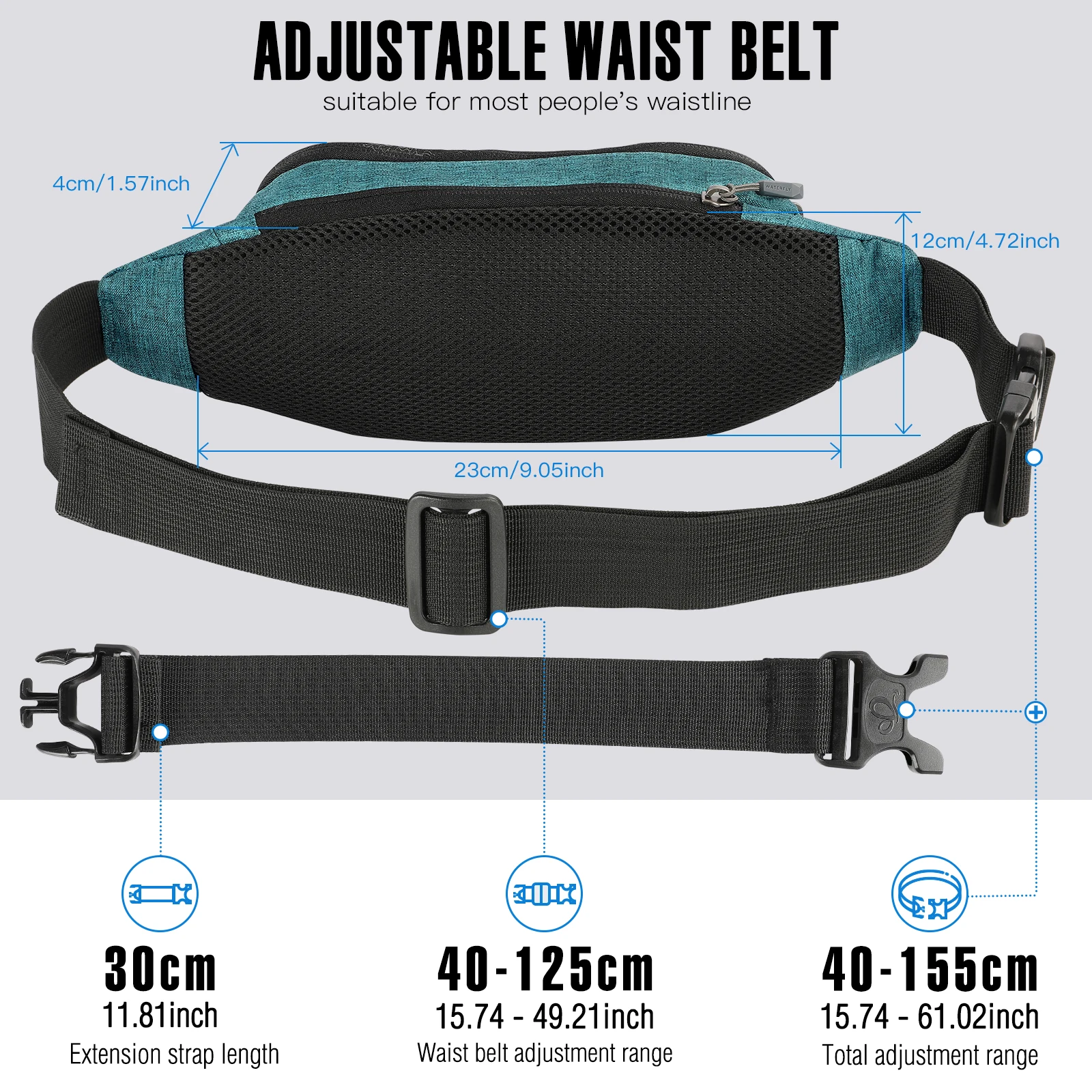 WATERFLY Waist Fanny Pack Ladies Fashion Bum Bag Chest Bag With Adjustable Belt For Sport Running Hiking Jogging Girls Women Men