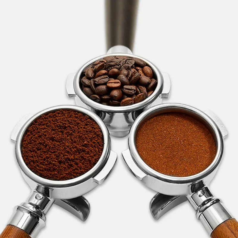 58MM Stainless Steel Coffee Portafilter Suitable for EXPOBAR E61 Coffee Solid Wood Bottomless Handle Universal Barista Tools