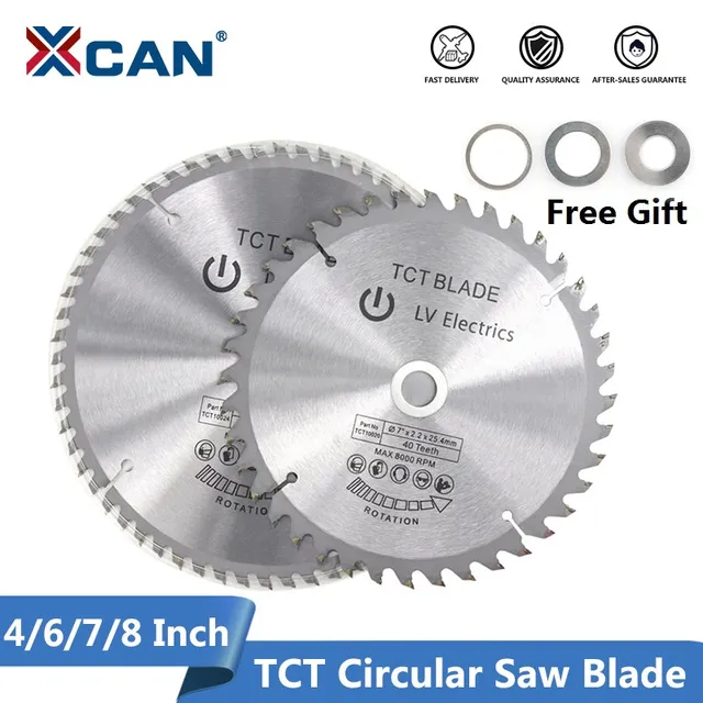 XCAN Brzeszczot do piły 1szt 4'' 6'' 7'' 8'' Brzeszczot do piły do drewna 30/40/60T Okrągła tarcza tnąca do cięcia drewna TCT Tarcza piły
